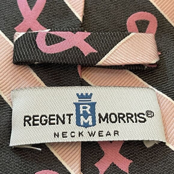 Regent Morris Pink Black 50% Silk 50% Cotton Men’s Neck Tie Made In China - Picture 8 of 9